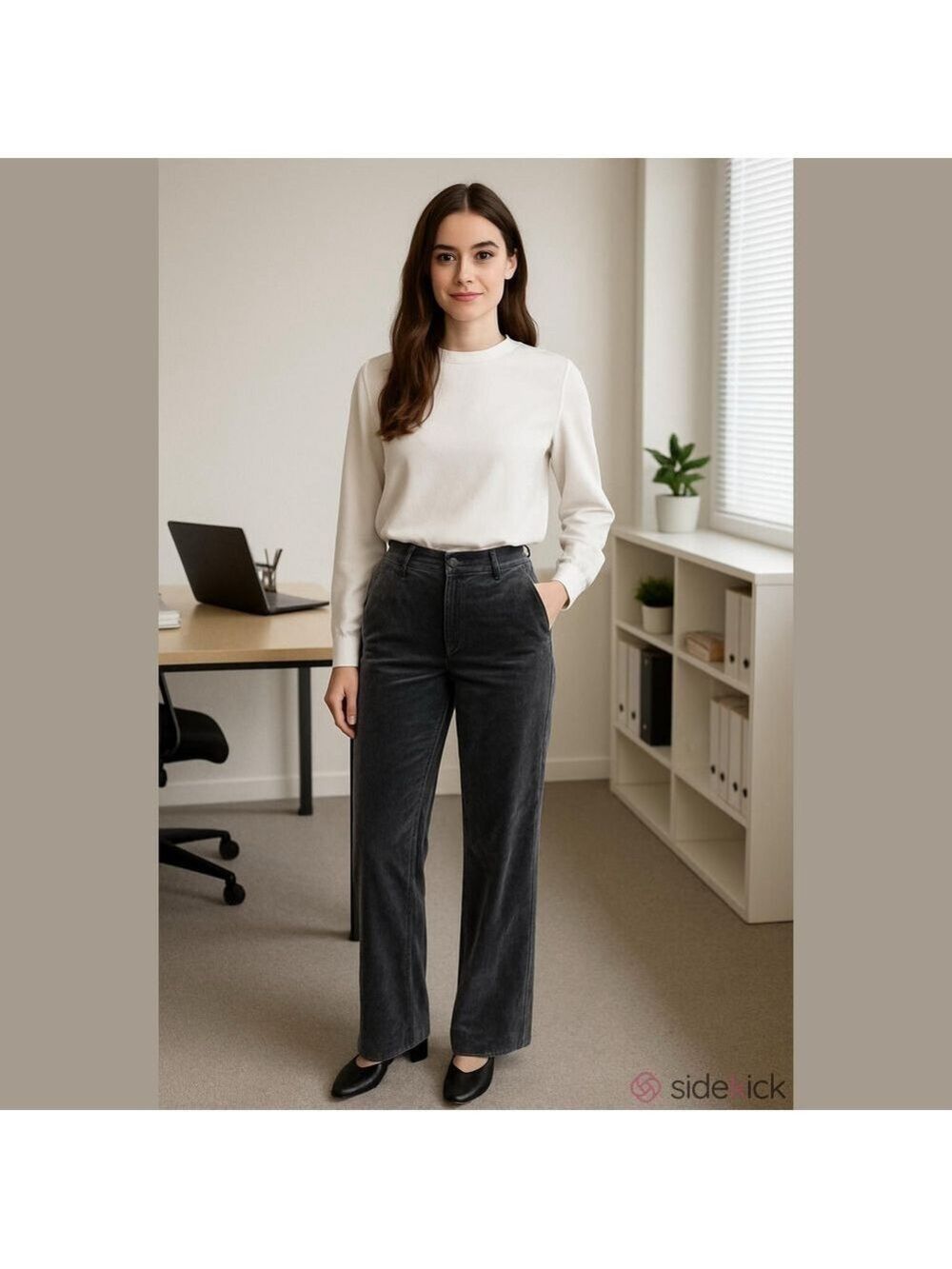 NEW corduroy slacks Dark Gray almost Black Velvety soft classy business